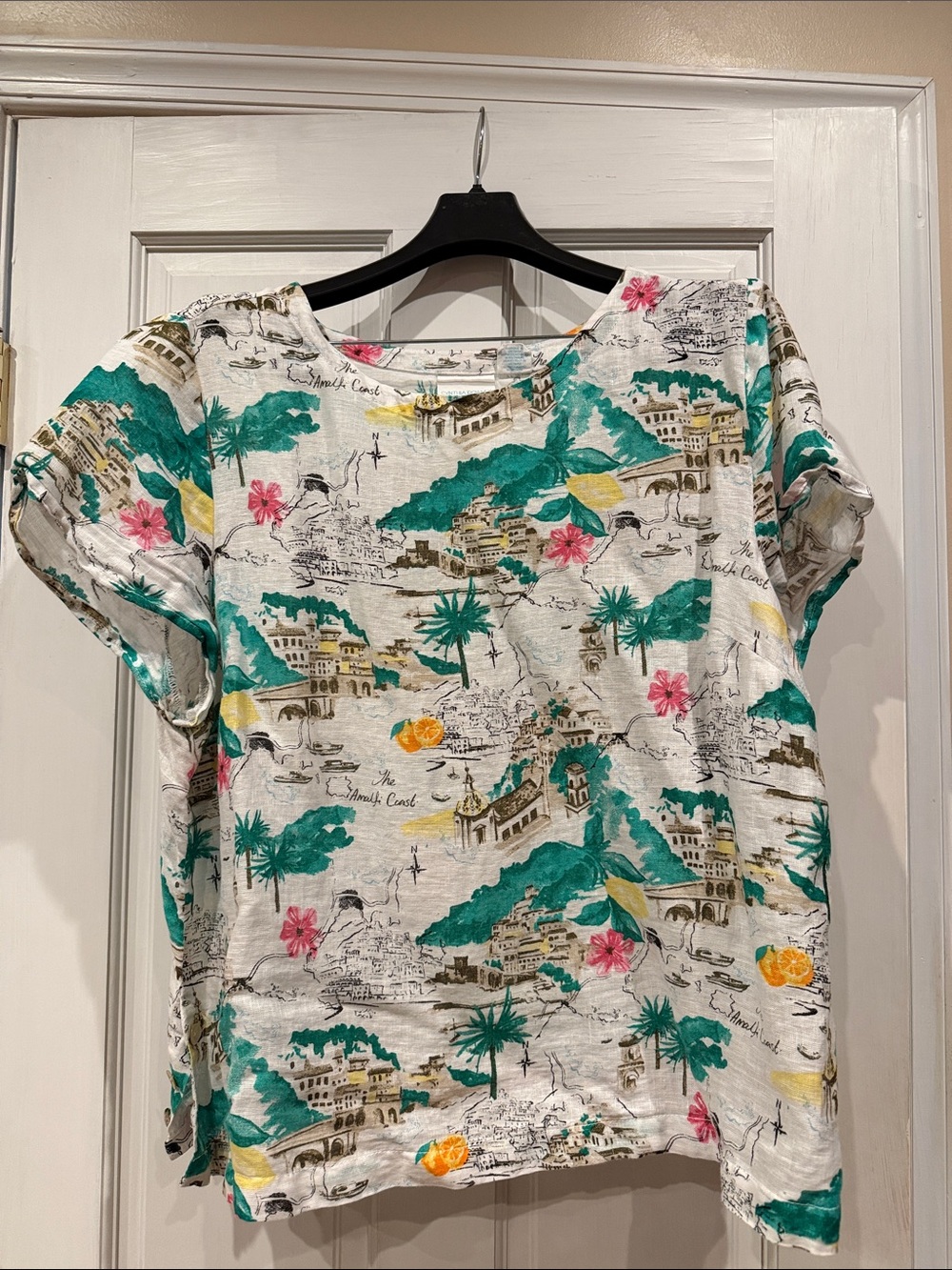 Mediterranean Sea casual coastal short sleeve linen shirt.